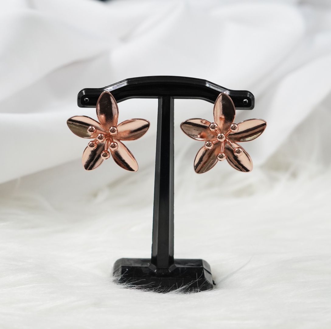 Miniatura 3 de ARETE RODIO FLOR ROSADO